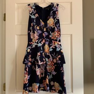 Adelyn Rae navy floral peplum cocktail dress, Size Small